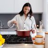 Oala din fonta antiaderenta Navaris pentru Plite/Cuptoare - 24cm - 3,5L - Rosu inchis, 48777.01.20