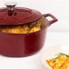 Oala din fonta antiaderenta Navaris pentru Plite/Cuptoare - 24cm - 3,5L - Rosu inchis, 48777.01.20