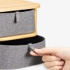 Organizator pentru cosmetice din bambus si material textil Navaris, 2 Sertare, 54184.01