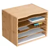 Organizator documente Navaris, 33x24.5x26 cm, rafturi reglabile, birou, maro, bambus