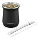 Cana Yerba Mate Navaris, 1 pai, 1 perie, 300 ml, inox, negru, 54274.01.01