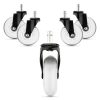Set 5 Roti pentru scaun de birou tija 10 mm, Kwmobile, Alb/Negru, Poliuretan, 53129.04