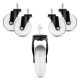 Set 5 Roti pentru scaun de birou tija 10 mm, Kwmobile, Alb/Negru, Poliuretan, 53129.04