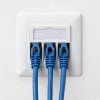 Set 1 Priza tripla de retea RJ45 cu 3 mufe CAT 6A, Kwmobile, Alb, Metal, 54571.03.01