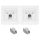 Set 2 Prize ecranate de retea RJ45 cu 2 mufe CAT 6A, Kwmobile, Alb, Metal, 54571.01.02