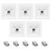 Set 5 Prize ecranate de retea RJ45 cu 5 mufe CAT 6A, Kwmobile, Alb, Metal, 54571.01.05