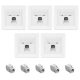 Set 5 Prize ecranate de retea RJ45 cu 5 mufe CAT 6A, Kwmobile, Alb, Metal, 54571.01.05