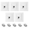 Set 5 Prize ecranate de retea RJ45 cu 5 mufe CAT 6A, Kwmobile, Alb, Metal, 54571.01.05