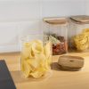 Set 3 Borcane de depozitare cu capac din lemn de salcam Navaris, 1000 ml, 54692.01.03