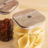 Set 3 Borcane de depozitare cu capac din lemn de salcam Navaris, 1000 ml, 54692.01.03