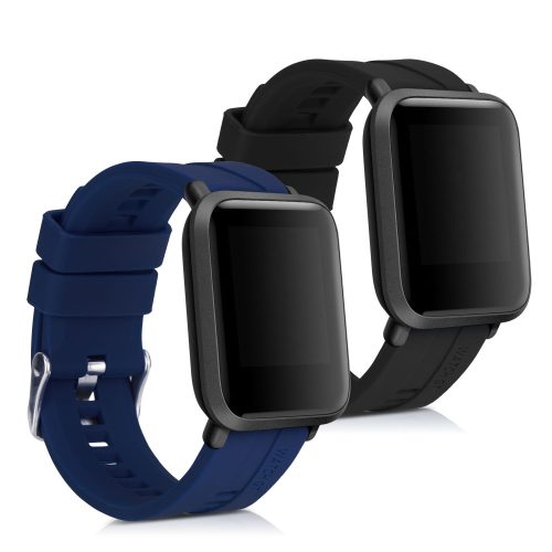 Set 2 Curele pentru Xiaomi Amazfit Bip / Amazfit Bip Lite, kwmobile, Silicon, Albastru / Negru, 54776.01