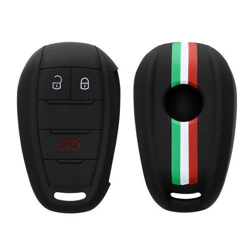 Husa Cheie Auto pentru Alfa Romeo - 3 Butoane, kwmobile, Silicon, Negru, 53855.02