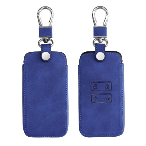 Husa Cheie Auto pentru Renault / Dacia - 4 Butoane - Keyless Go, kwmobile, Piele nabuc, Alb, 48564.17