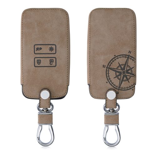 Husa Cheie Auto pentru Renault / Dacia - 4 Butoane - Keyless Go, kwmobile, Piele ecologica, Maro, 54927.01