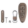 Husa Cheie Auto pentru Ford - 3 Butoane - Keyless Go, kwmobile, Piele ecologica, Maro, 54933.01