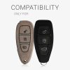 Husa Cheie Auto pentru Ford - 3 Butoane - Keyless Go, kwmobile, Piele ecologica, Maro, 54933.01