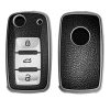 Husa Cheie Auto pentru VW / Skoda / Seat - 3 Butoane, kwmobile, Silicon, Negru / Silver, 54021.04