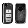 Husa Cheie Auto pentru VW / Skoda / Seat - 3 Butoane, kwmobile, Silicon, Negru / Silver, 54021.04