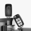 Husa Cheie Auto pentru VW / Skoda / Seat - 3 Butoane, kwmobile, Silicon, Negru / Silver, 54021.04