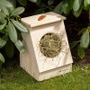 Hranitor fan Navaris din lemn pentru iepuri si rozatoare, 18x17x23 cm, cu capac, 55332.1