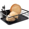 Raft scurgator de vase, Navaris, cu suport tacamuri, tava scurgere, metal, 41.5 x 30.5 x 14 cm, negru, 55341.01