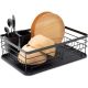 Raft scurgator de vase, Navaris, cu suport tacamuri, tava scurgere, metal, 41.5 x 30.5 x 14 cm, negru, 55341.01