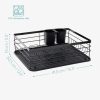 Raft scurgator de vase, Navaris, cu suport tacamuri, tava scurgere, metal, 41.5 x 30.5 x 14 cm, negru, 55341.01