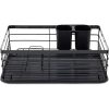 Raft scurgator de vase, Navaris, cu suport tacamuri, tava scurgere, metal, 41.5 x 30.5 x 14 cm, negru, 55341.01