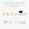 Casa de papusi din lemn Navaris, cu 3 etaje, cu mobilier si accesorii, 5 camere si balcon, 69.5x62x27 cm, 55376.01