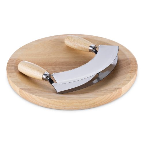 Set tocator si cutit semicircular Navaris pentru taiat ierburi aromatice, 24x24x3 cm, 52978.02