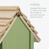 Casuta pentru pasari din lemn de pin Navaris, 25 x 20 x 17.9 cm, Verde, 55458.01