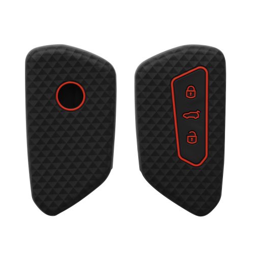 Husa Cheie Auto pentru VW / Skoda / Seat - 3 Butoane, kwmobile, Silicon, Negru, 55583.01