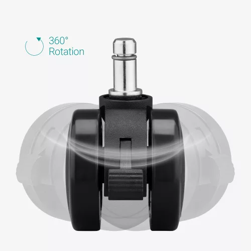 Set 5 Roti pentru scaun de birou tija 11/22 mm, Kwmobile, Negru, Nylon, 55602.02