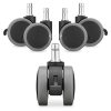 Set 5 Roti pentru scaun de birou tija 11 mm, Kwmobile, Gri/Negru, Nylon, 55602.01