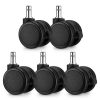Set 5 Roti pentru scaun de birou tija 10 mm, Kwmobile, Negru, Nylon, 55601.02
