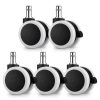 Set 5 Roti pentru scaun de birou tija 11 mm, Kwmobile, Alb/Negru, Nylon, 55602.03