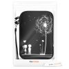 Husa universala pentru eBook Reader de 6 inch, Kwmobile, Negru/Alb, Textil, 50335.06
