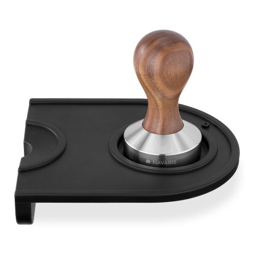 Tamper din otel inoxidabil cu maner din lemn de nuc Navaris, 51 mm, Covoras, 53238.01.03