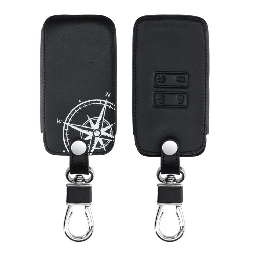 Husa Cheie Auto pentru Renault / Dacia - 4 Butoane - Keyless Go, kwmobile, Piele ecologica, Negru / Alb, 44637.45