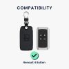 Husa Cheie Auto pentru Renault / Dacia - 4 Butoane - Keyless Go, kwmobile, Piele ecologica, Negru / Alb, 44637.45