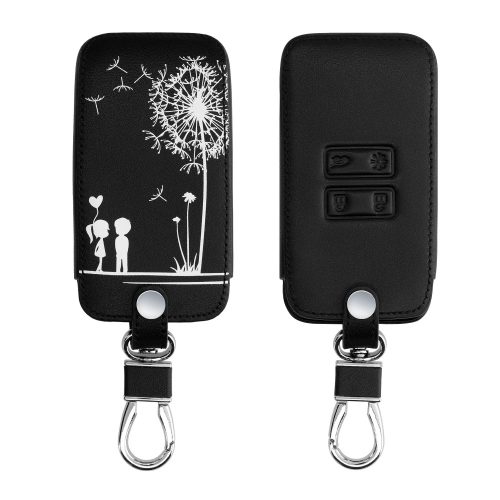 Husa Cheie Auto pentru Renault / Dacia - 4 Butoane - Keyless Go, kwmobile, Piele ecologica, Negru / Alb, 44637.44