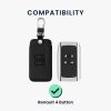 Husa Cheie Auto pentru Renault / Dacia - 4 Butoane - Keyless Go, kwmobile, Piele ecologica, Negru / Alb, 44637.44