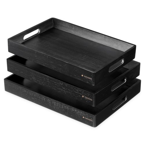 Set 3 tavi servire din bambus Navaris, versatilitate in utilizare, 53446.03.01