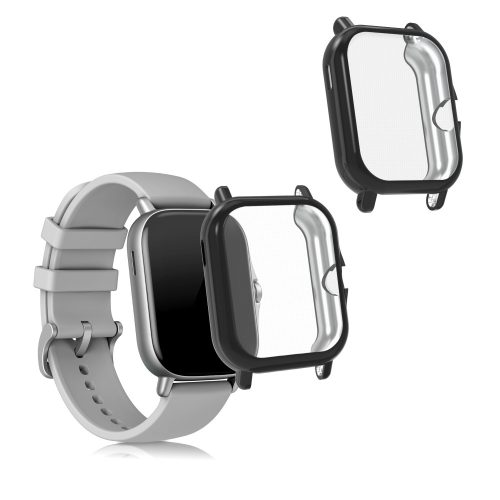 Set 2 Huse pentru Xiaomi Amazfit GTS 3 / Amazfit GTS 2 / Amazfit GTS 2e, kwmobile, Silicon, Negru, 53906.08