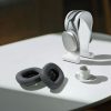 Set 2 Perne de urechi pentru casti Apple AirPods Max, Kwmobile, Gri, Piele ecologica, 55895.19