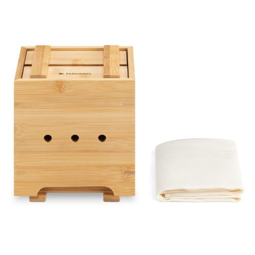 Fabricator tofu Navaris, presa din bambus cu cheesecloth, preparare tofu acasa, maro, bambus