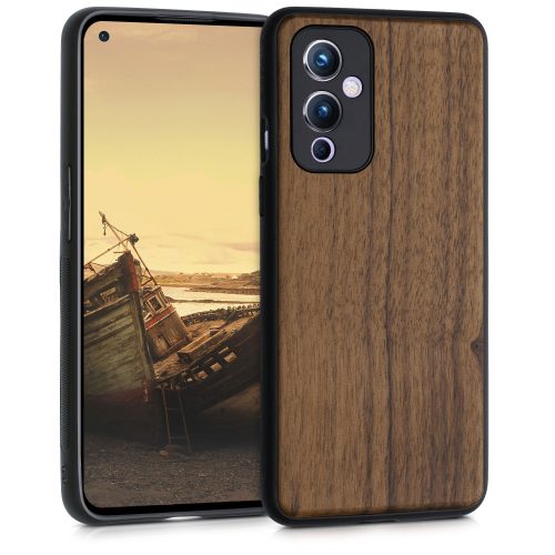 Husa OnePlus 9, Lemn, Maro, 56039.18