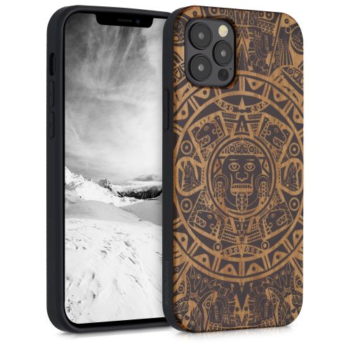 Husa iPhone 12 / iPhone 12 Pro, Lemn, Maro, 52734.06