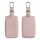 Husa Cheie Auto pentru Renault / Dacia - 4 Butoane - Keyless Go, kwmobile, Piele naturala, Roz, 54669.02
