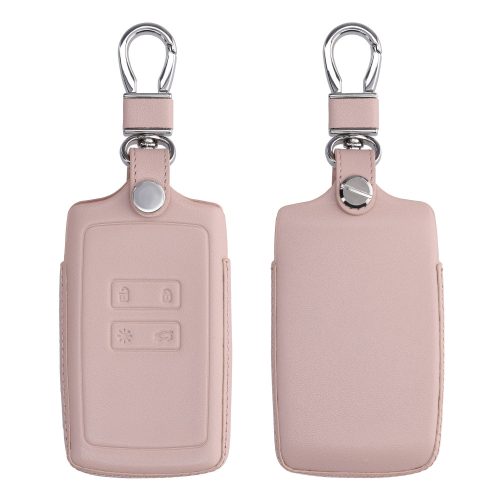 Husa Cheie Auto pentru Renault / Dacia - 4 Butoane - Keyless Go, kwmobile, Piele naturala, Roz, 54669.02